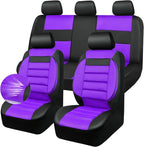 CAR PASS Leather 3D Foam Back Support Car Seat Covers Full Set Air Mesh Automotive Seat Covers, All Season Car Seat Cover Fit