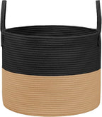 JMvicyroam 65L Extra Large Blanket Basket for Living Room - Woven Cotton Rope Laundry Hamper with Reinforced Handles - Storag