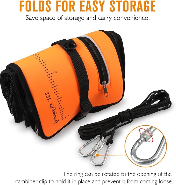 Dovesun Floating Fishing Basket, Collapsible Fish Basket Portable Fishing Net Quick-Drying Rubber Coated Fishing Bait Storage