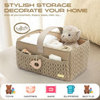 Luxurious Baby Diaper Caddy, Nursery Storage Basket for Newborn Essentials, Travel Baby Basket for Diapers Baby Wipes, Organi