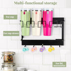 CINPIUK Water Bottle Organizer Holder, Magnetic Cup Rack Storage for Stanley & Large Tumbler, Space Saving Wall Mount Bottle 