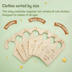 16Pcs Adorable Wooden Baby Closet Dividers, Double-Sided Clothes Size Organizer with Labels from Newborn to 24 Months, Cute N