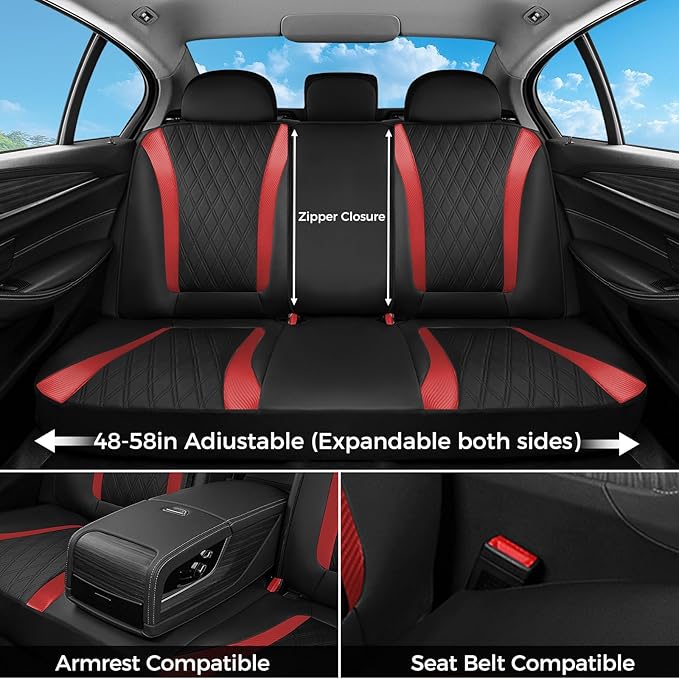 FLORICH Car Seat Covers Full Set, Leather Seat Covers for Cars, Car Seat Protector Waterproof Breathable, Universal Automotiv