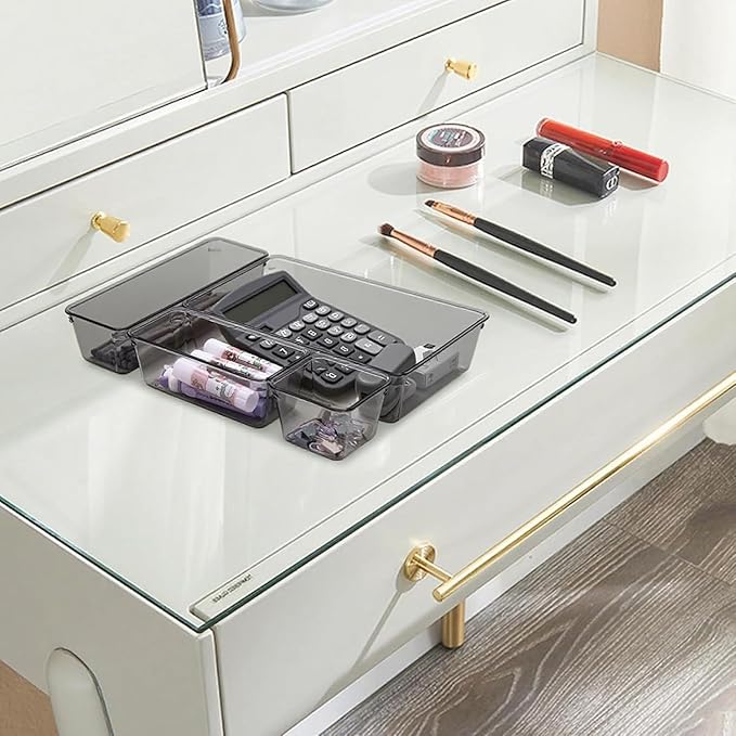 Kitchen Desk Drawer Organizers Storage for Office, Small Acrylic Vanity Trays Makeup Organizer for Drawer Bathroom Plastic Ma