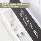 Mail and Key Holder Wall Mount with Storage Drawer – Modern Wooden Mail Organizer for Wall Entryway, 7 Key Hooks & Chalkboard