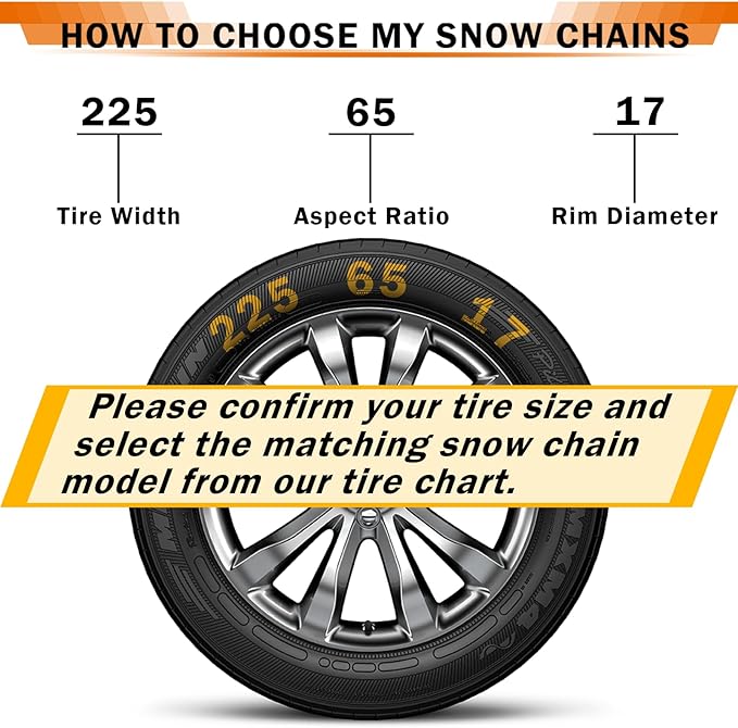 Heavy Duty AutoFixing Snow Chains Tire Chains for Light Truck, SUV & Pickup, Self-Tightening Design for Easy Installation, Ti