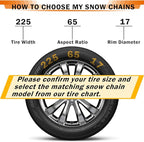 Heavy Duty AutoFixing Snow Chains Tire Chains for Light Truck, SUV & Pickup, Self-Tightening Design for Easy Installation, Ti