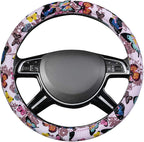 Outlet Pretty Colorful Butterfly Steering Wheel Cover, Universal 14.5-15 Inch Anti-Slip Leather Car Wheel Protector for Women