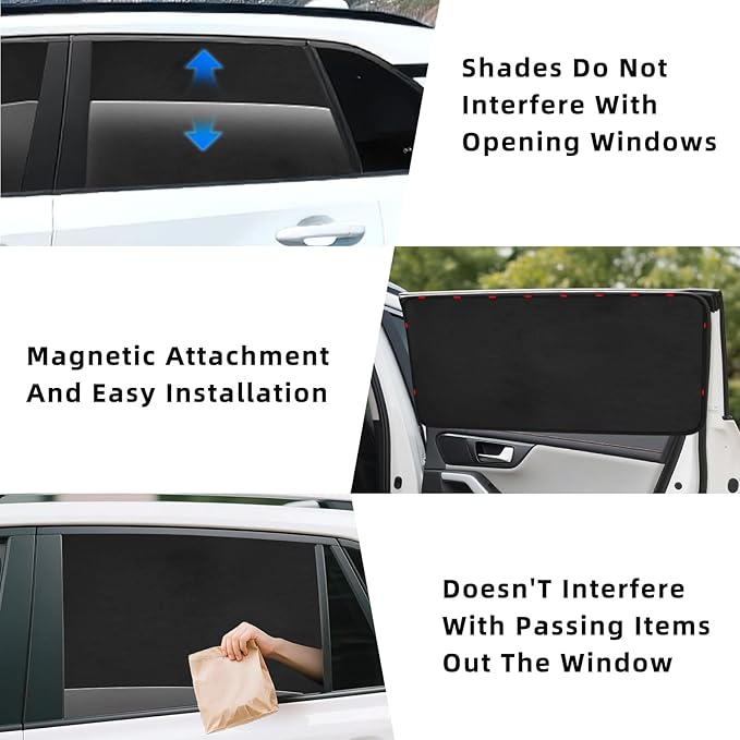 ZATOOTO Car Window Shades for Civic 2017-2024, Custom Fit Suede Car Window Covers for 100% UV & Privacy Protection, Heat Insulation, 4 Packs Side Window Sun Shade for Family Travel, Baby, Pets