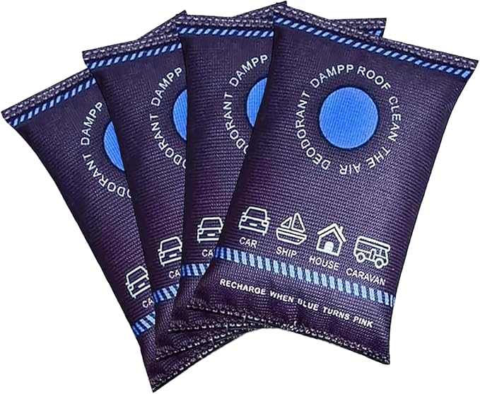 Dehumidifier Bag, 4 Pack Dehumidifier Bags, 200g Reusable Humidity Absorber Portable Anti Fog Car for Vehicle, New Home,