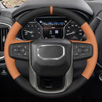 MEWANT Steering Wheel Cover for GMC Sierra Steering Wheel Cover for GMC Sierra 1500 / Sierra 1500 Limited/Sierra 2500 / Sierra 3500/ Yukon (XL) Hive Microfiber Leather