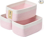 MiniArk Small Storage Baskets for Organizing | Closet Organizer Bins | Shelf Toy Basket | Woven Rope Baskets | Cube Decorativ