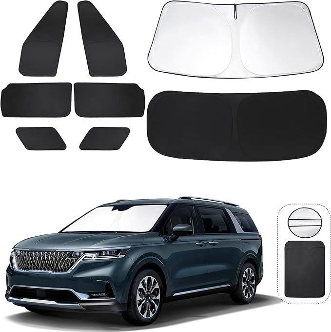 TINGLU Window Shades for Kia Carnival 2022-2026 8PCS Accessories Car Side Full Windows Rear Triangular Windshield Sun Shade Sun UV Rays & Privacy Protection for Camping,Napping,and Relaxing