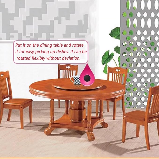 Large Wooden Lazy Susan 30" Rotating Table Top Dining Turntable, Round Serving Plate Decor Silent Smooth SpinBy Hand Easy to 