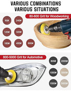 268-Pack 3 Inch Sanding Discs Drill Sanding Attachment, 80-5000 Grit Wet Dry Hook and Loop Sandpaper, Soft Foam Buffering Pad