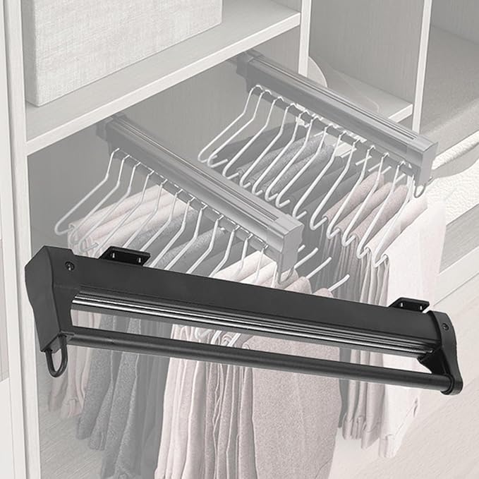 Adjustable Sliding Clothes Rail, Extendable Wardrobe Rod for Pull-Out Hanger Rack, 360-560Mm Closet Organizer for Scarves, Je
