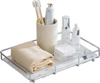 Dobbyby Vanity Tray Makeup Organizer Cosmetics Storage Bathroom Skincare Organizer Countertop Display Rack in Dresser Stainle