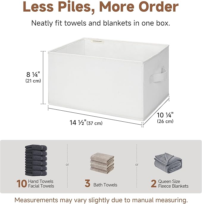 StorageWorks Collapsible Shelf Baskets, Storage Bins for Clothes, Closet Organization and Storage, White, 3-Pack, Large