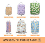 6 Pcs Compression Packing Cubes, Packing Cubes for Travel, Waterproof Luggage Organizer Bags Set, Cute Packaging Cubes for Wo
