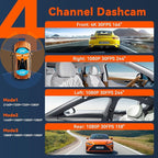 4K DashCam for Cars,4 Channel Car Dash Cam Front and Rear Inside with Voice Control,5G WiFi GPS, Night Vision, G Sensor, WDR,