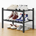 Smiry Shoe Rack, 2 Tier Small Bamboo Shoe Organizer, Stackable Free Standing Wooden Shoe Storage Shelf for Closet, Entryway, 
