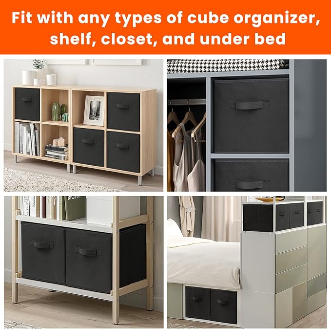 Criusia Storage Cubes - 11 Inch Heavy Duty Fabric Storage Bins for Shelves Closet, Cube Organizer - 8 Pack Collapsible Cube S