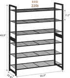 Stackable Shoe Rack, 6 Tier Metal Shoes Rack Storage Organizer,Large Capacity Shoe Shelf Max Holds 30 Pairs of Shoes,Sturdy a