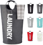 Caroeas 100L Laundry Basket,Large Laundry Hamper, Laundry Bag with Padded Handles, Clothes Hamper Stands Up Well, Collapsible