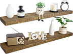 BGMG Floating Shelves 60 inch Long, Distressed,Wide Rustic Wooden Wall Shelves for Living Room Bedroom Kitchen Farmhouse Set 