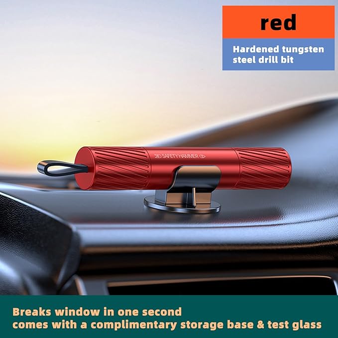 2025 Upgraded Car Safety Hammer - Safe Hammer, Window Breaker & Seatbelt Cutter Emergency Escape Tool, Glass Breaker for Land