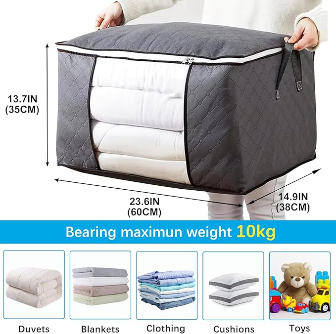 6 Pack Under Bed Storage Containers + 6 Pack Clothes Storage Bags
