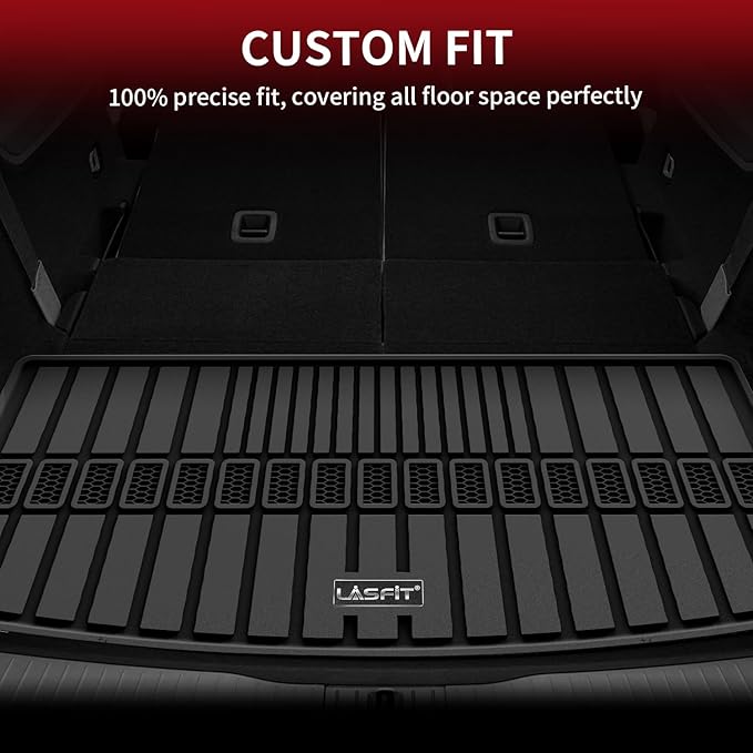 LASFIT Trunk Mat for Jeep Grand Cherokee L 2021-2025 2026 6 Seaters and 7 Seaters All Weather TPE Custom Fit Cargo Mat Trunk Liner Cargo Liner, Black