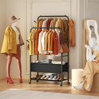 Furologee Clothing Racks for Hanging Clothes, Portable Rolling Garment Rack, Sturdy Metal Freestanding Clothes Rack with Whee