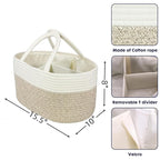 Large Baby Diaper Caddy Organizer for Girl Boy Rope Nursery Storage Bin Basket Portable Holder Tote Bag for Changing Table Ca