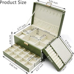 Jewelry Organizer Box, Jewelry Box Organizers for Women Girls, 3 Layers Large Leather Jewels Storage Case for Earring, Rings,