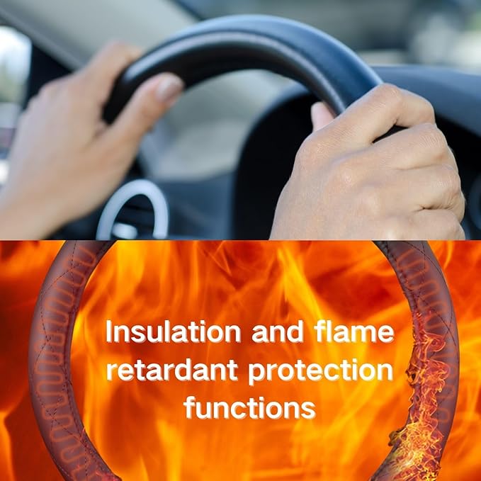 Heated Steering Wheel Cover - WARMITORY Luxury Steering Wheel Heater, 12V Quick Hand Warmer, 14.5-15 inches (Leatheret PU) (Jade Black)