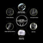 Wood Grain Steering Wheel Cover - Comfortable Grip, Artistic Design, Easy to Install, Universal Fit for Cars, Trucks, Vans & SUVs (Black)