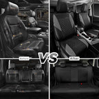 CAR PASS Quilting Leather Seat Covers Full Set,Universal Waterproof Deluxe PU Premium Car Seat Cover with 5mm Composite Spong