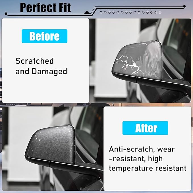 Jaronx Compatible with Tesla Model Y Side Mirror Cover 2020 2021 2022 2023, Rearview Door Wing Mirror Cover Cap Replacement for Tesla Model Y Accessories (Grey, Right)