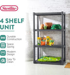 Sterilite 4-Pack 4 Shelf Unit, Heavy-Duty Shelving Storage and Utility Rack - Standing Plastic Organizer Shelves for Kitchen,
