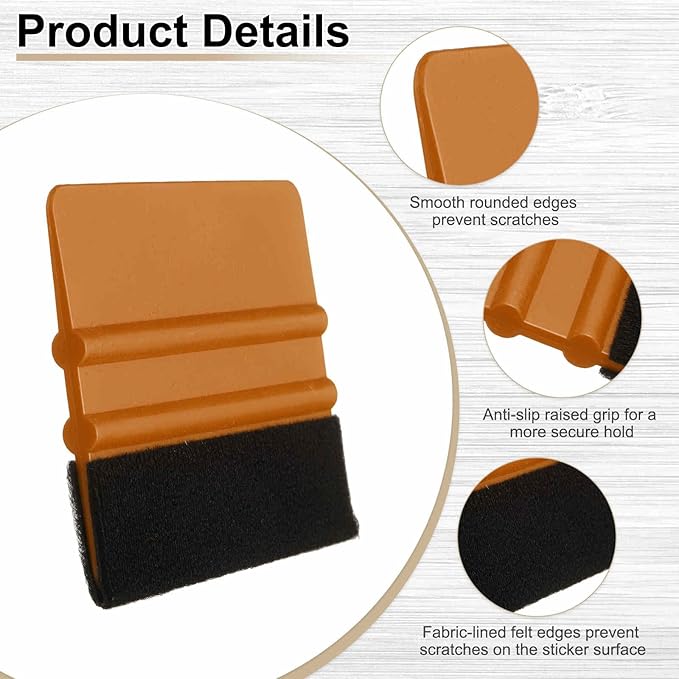 HARFINGTON 10pcs Car Vinyl Scraper 4inch Vinyl Squeegee Felt Edge Squeegee Tool for Car Window Tint Wallpaper Decal Sticker Installation Crafts Car Wrap Paste, Brown