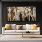 CHUDANHAO White and Brown Wall Art Graffiti Home Wall Decor Abstract Wall Pictures 24"x48" Decorations for Bedroom Dining Roo