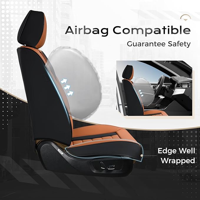 Coverado Car Seat Covers Full Set, Seat Covers for Cars, Front Seat Covers and Back Seat Cover Waterproof Leather Automotive 