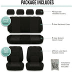 FH Group Flat Cloth Full Set Car Seat Covers Three Row 7 Seater - Universal Fit for Cars, Trucks & SUVs (Solid Black)