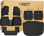 LASFIT All Weather Floor Mat Set for 2009–2019 Ford Flex & 2010–2019 Lincoln MKT – 3 Rows Custom Fit Floor Mats + Cargo Liner & Seat Back Protectors – Premium TPE Interior Full Coverage Protection