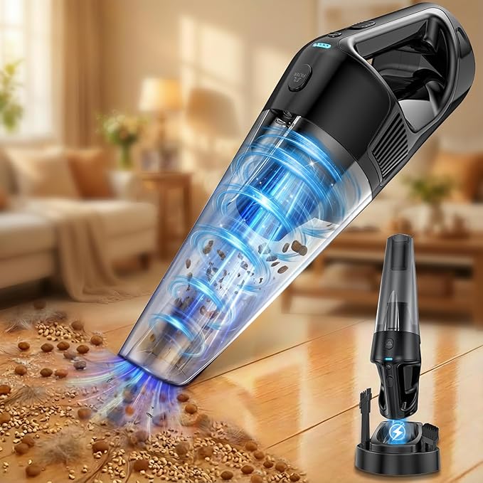 Handheld Vacuum Cordless Rechargeable with Charging Dock - 16000Pa Ultra-Strong Suction, Portable & Lightweight, Fast Chargin