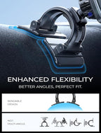 LISEN Magnetic Car Phone Mount for iPhone and Android with 6 Magnets and Adjustable Arch Design, Black