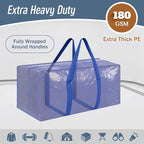 12 Pack Extra Heavy Duty Large Moving Bags with Strong Zipper & Comfortable Handles, Sturdy & Durable Clothes Storage Bags To
