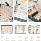 KOOAAICCHI Small Jewelry Box, Travel Jewelry Organizer, Portable Jewelry boxes for Women Girls Gift, Double Layers PU Leather