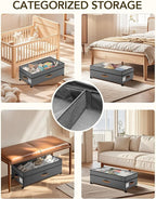Under Bed Storage with Wheels, 10 inches Under Bed Storage Containers, 65L XXL Large Adjustable Underbed with Lids, Rolling U